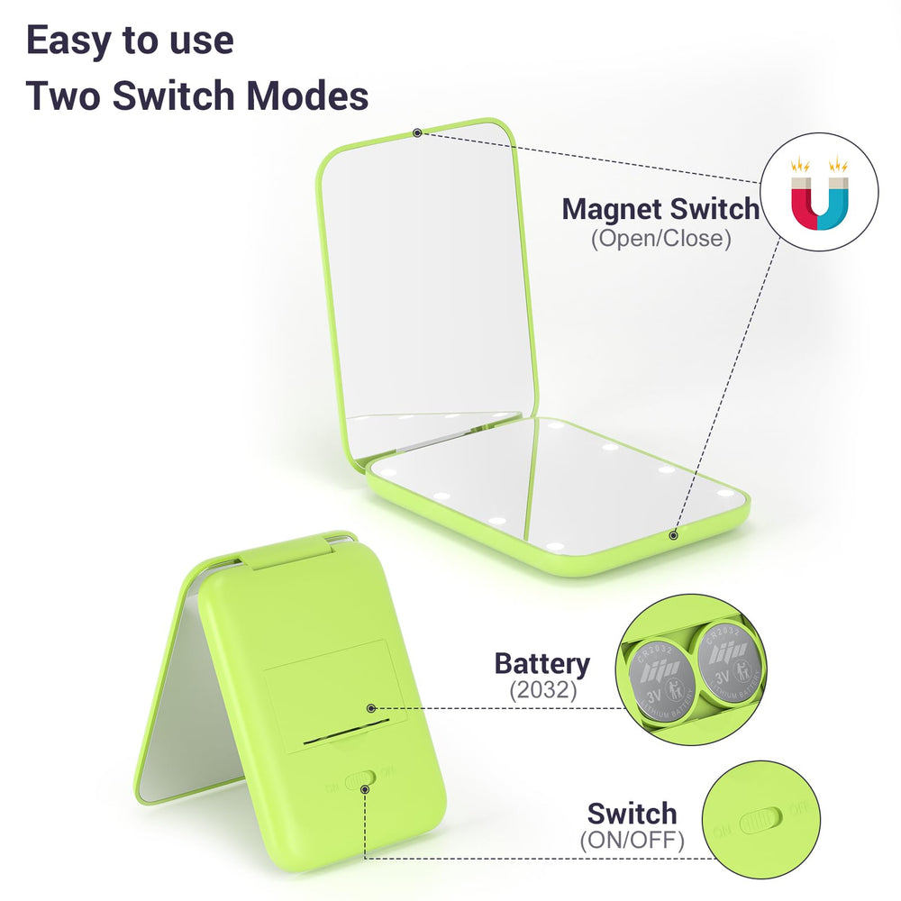 Miroir Kintion Pocket vert clair au design élégant et léger.