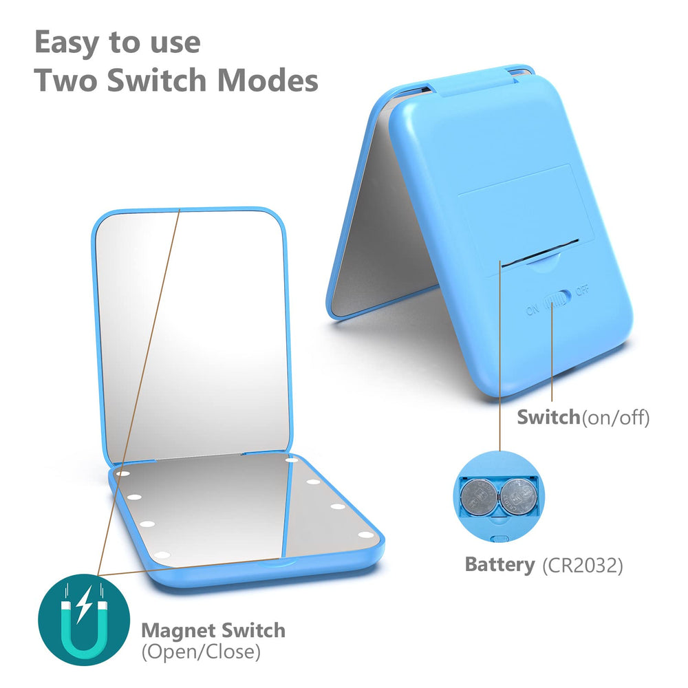 Miroir Kintion bleu design portable, cadeau élégant pour femme.