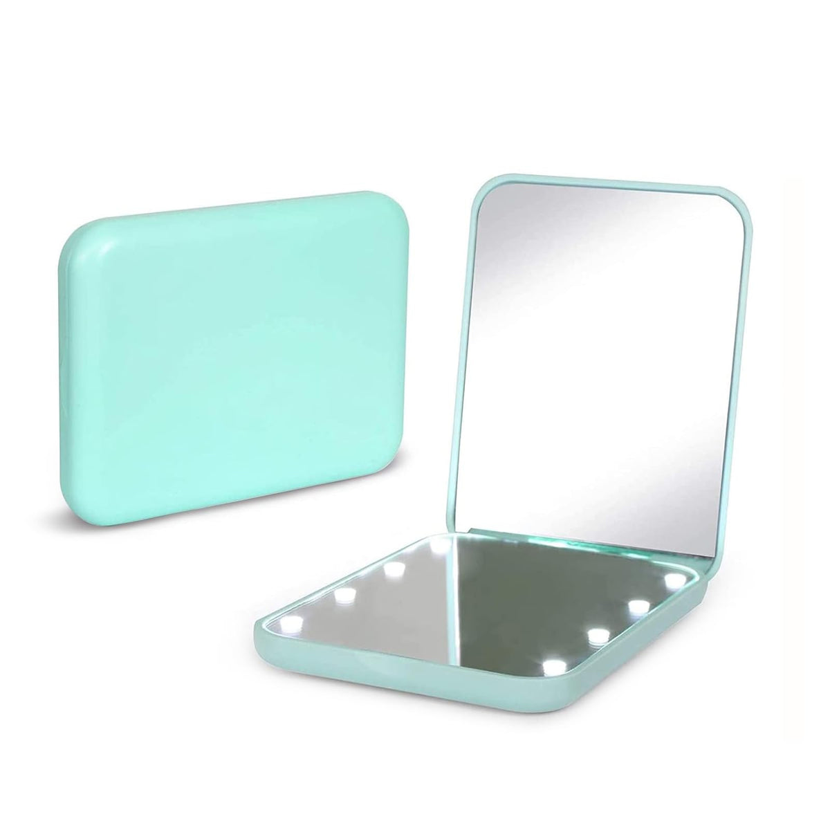 Miroir Kintion de poche à doubles faces avec LED, idéal pour maquillage en déplacement.