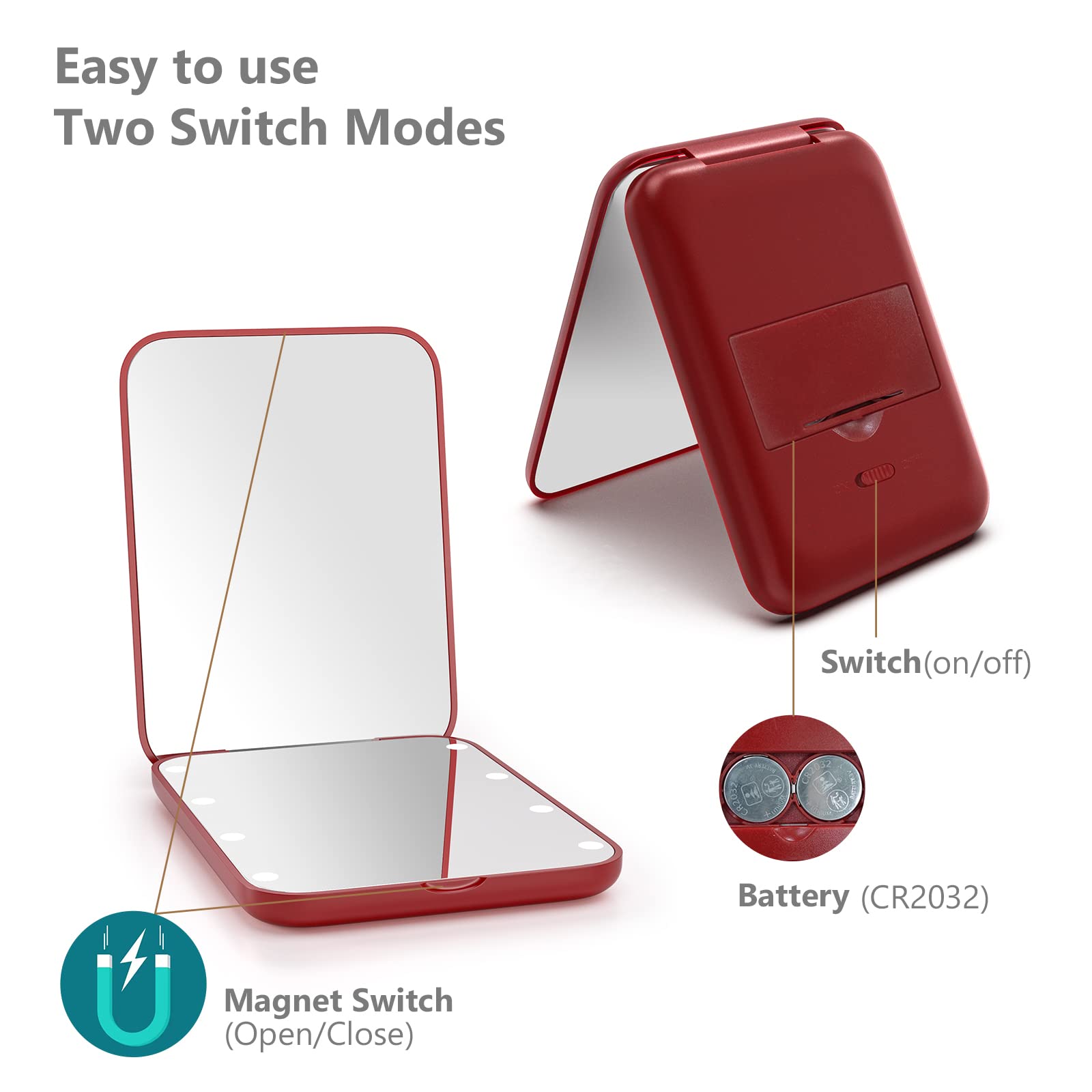 Miroir Kintion d’usage quotidien, compact et lumineux