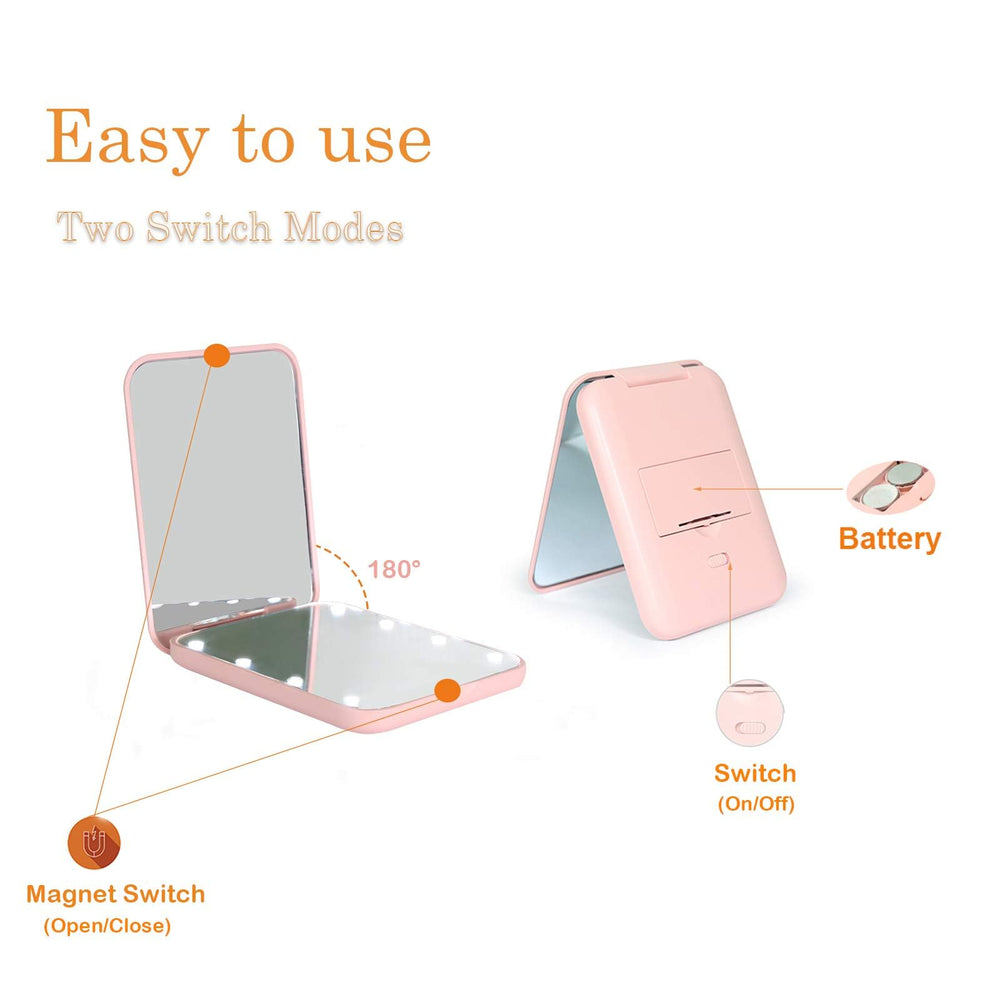 Kintion miroir pliable rose, cadeau élégant pour offrir.
