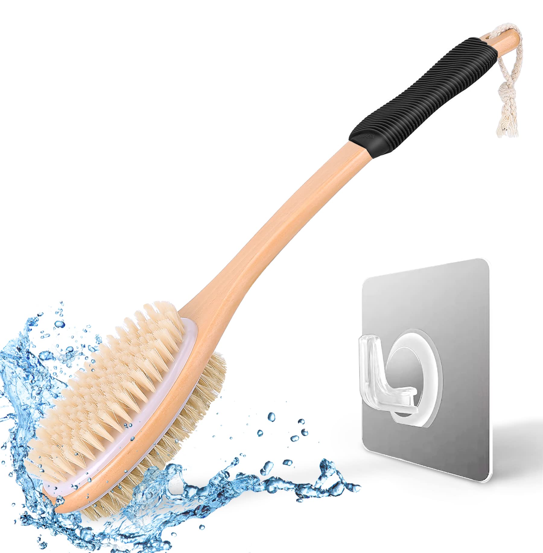 Brosse dos ergonomique KIPRITII à poignee arc, accès facile au dos