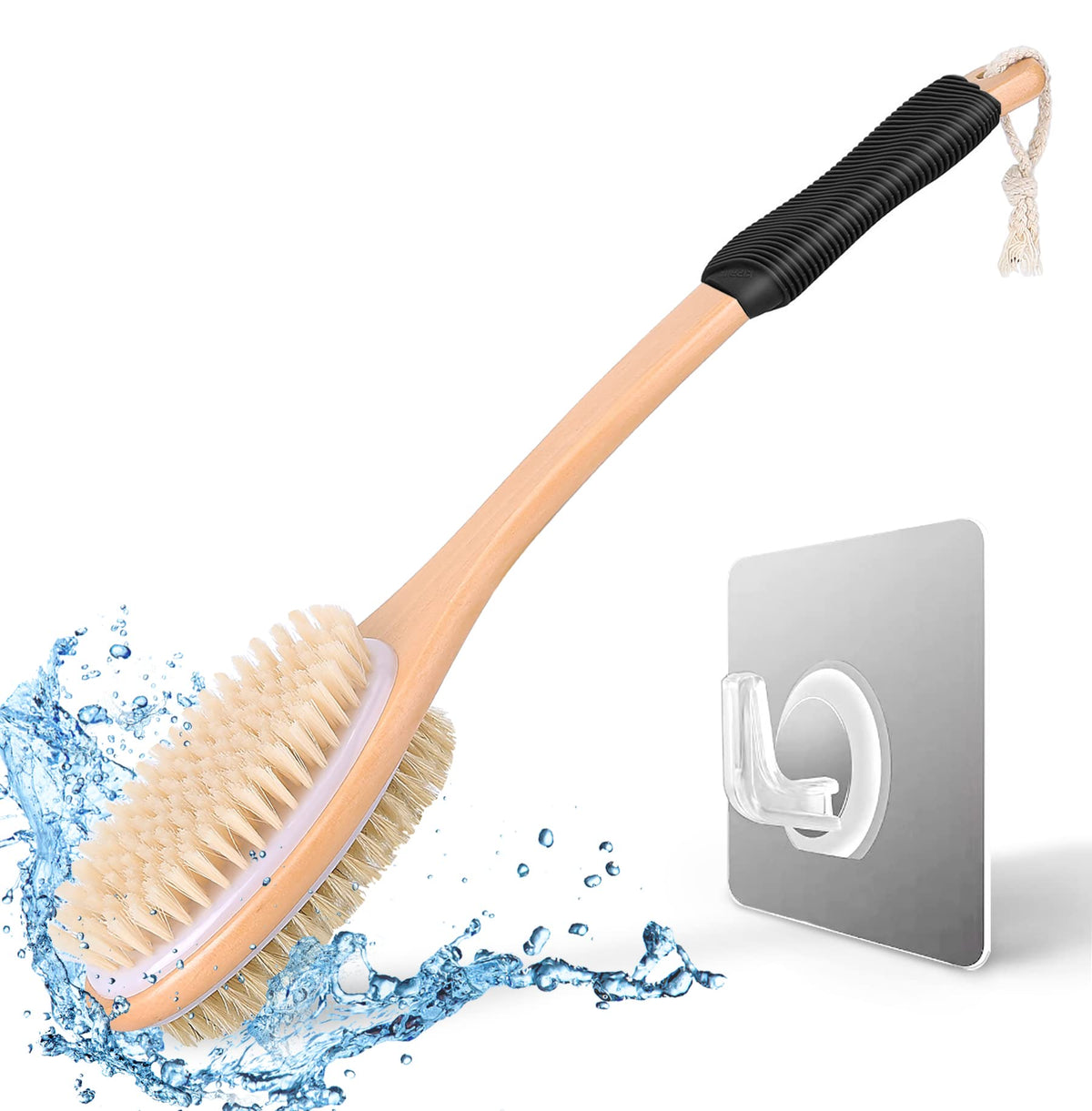 Brosse dos ergonomique KIPRITII à poignee arc, accès facile au dos