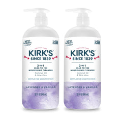 Kirk’s 3-en-1 bouteille-pompe 946 ml, nettoie et hydrate tout le corps.