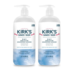 Kirk's 3-en-1 dans une bouteille-pompe, soin polyvalent cheveux et peau.