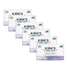 Kirk’s Castile Lavande et Vanille, savon en barre, douceur parfumée pour la peau sensible.
