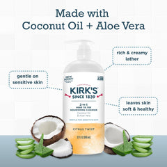 Kirk's huile de coco et aloe vera, hydratation naturelle.