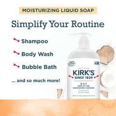 Kirk's mousse crèmeuse douce pour peau et cheveux.