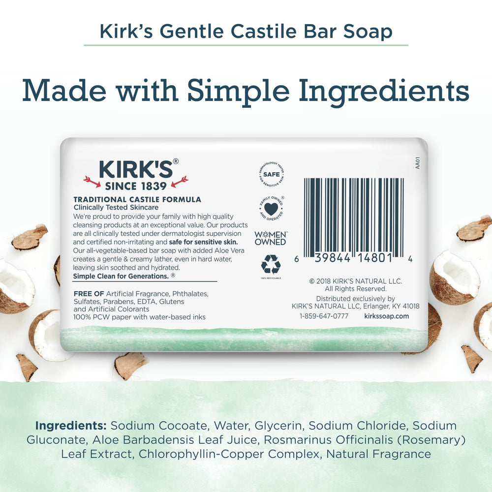 Kirk's sav​on coco castile original, barre compacte et pratique