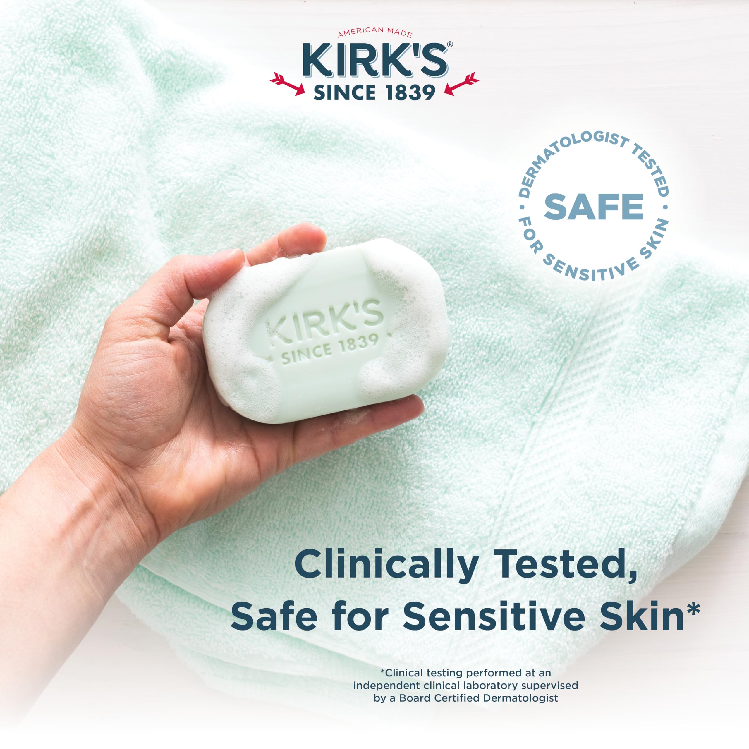 Kirk's Savon Doux, peau douce après la douche grâce à son action délicate.