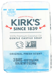 Kirk's Savon Castille Original - bouteille-4oz, soin quotidien doux et hypoallergénique.
