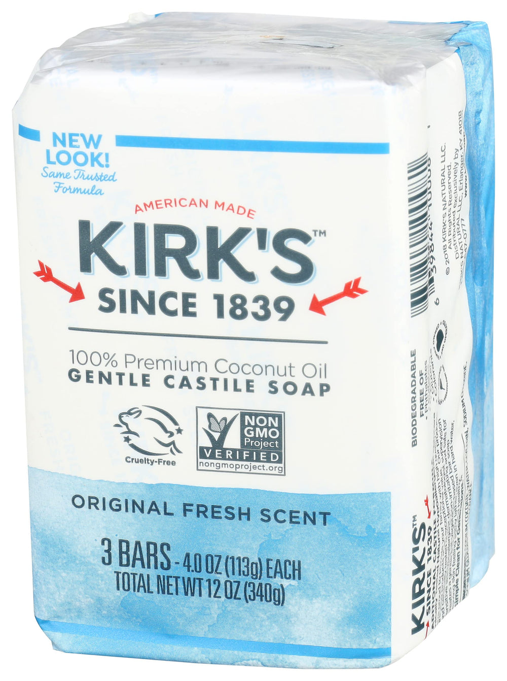 Kirk's Savon Castille Original - mousse légère pour lavage quotidien.