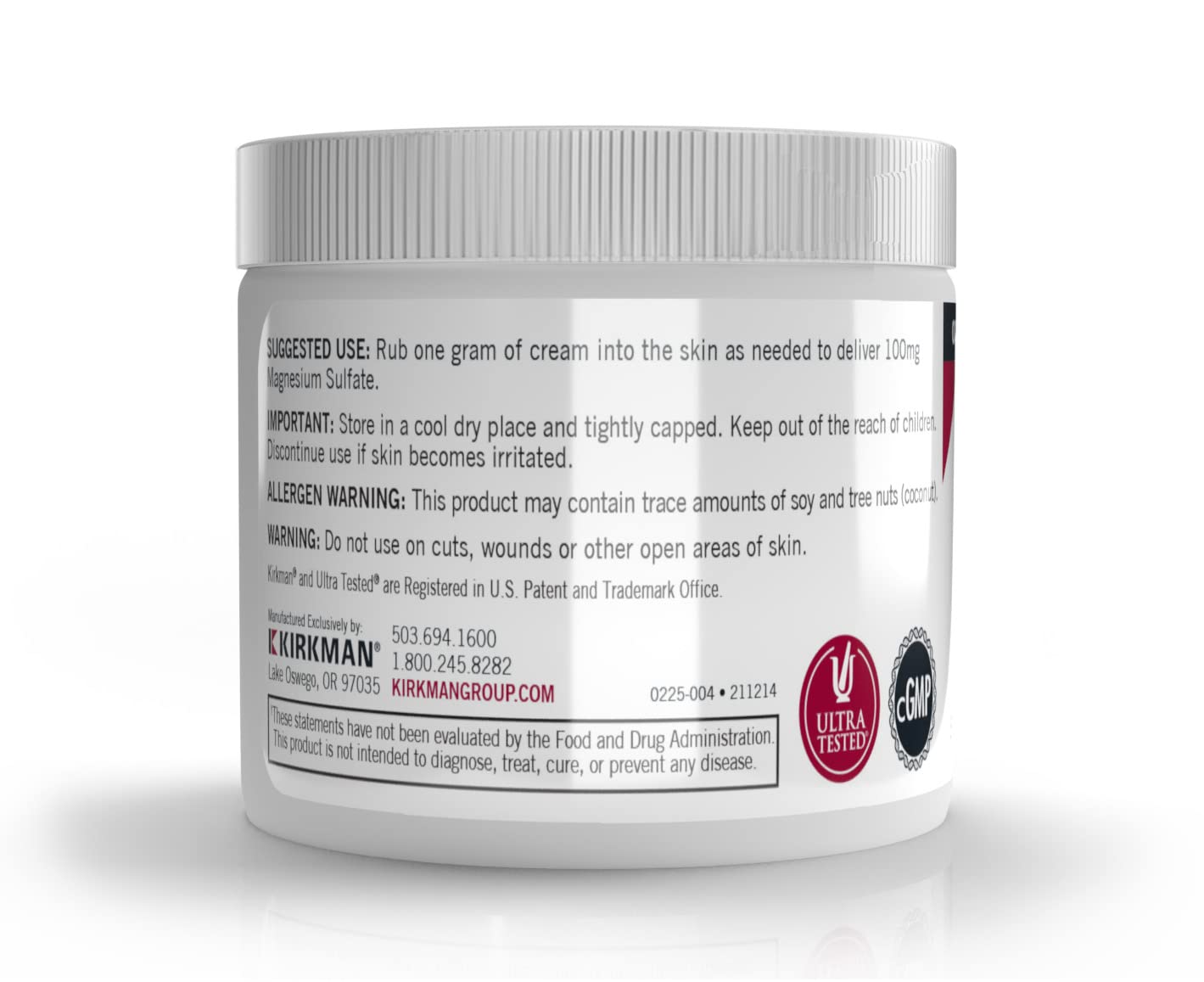 Kirkman Crème Epsom Salt 4 oz — application facile et sûre sur la peau.