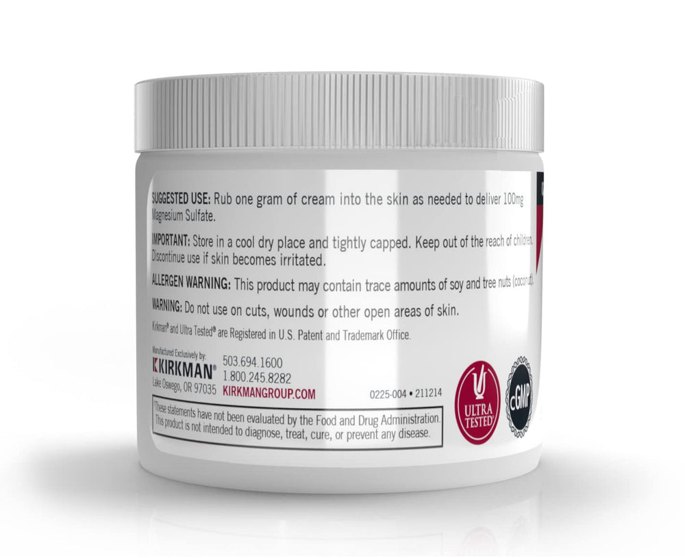 Kirkman Crème Epsom Salt 4 oz — application facile et sûre sur la peau.