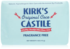 Kirks Coco Castille sans parfum, paquet de 5 savons, nettoyage doux pour la peau.