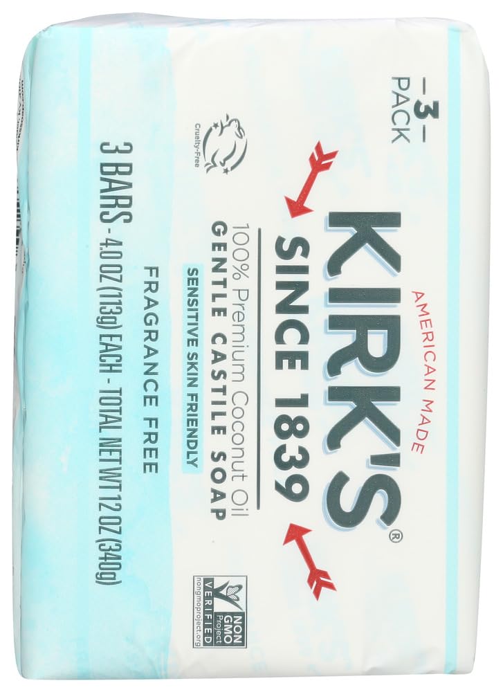 Kirk's Savon en barre sans parfum, idéal pour les mains.