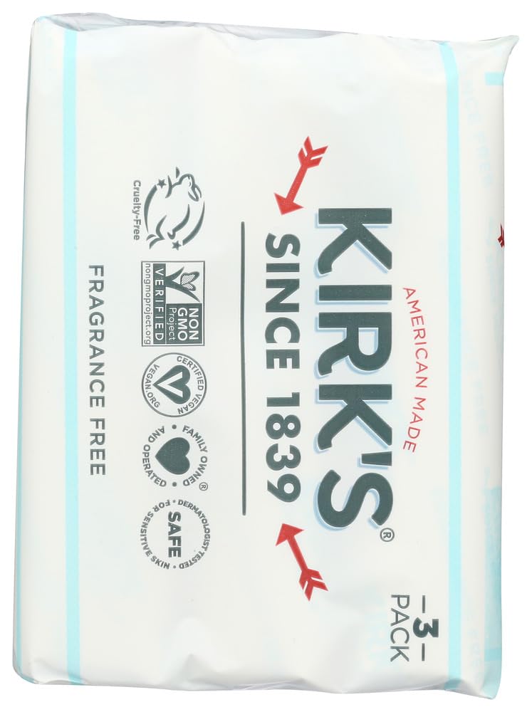 Kirk's Savon en barre sans parfum, texture douce pour usage quotidien.