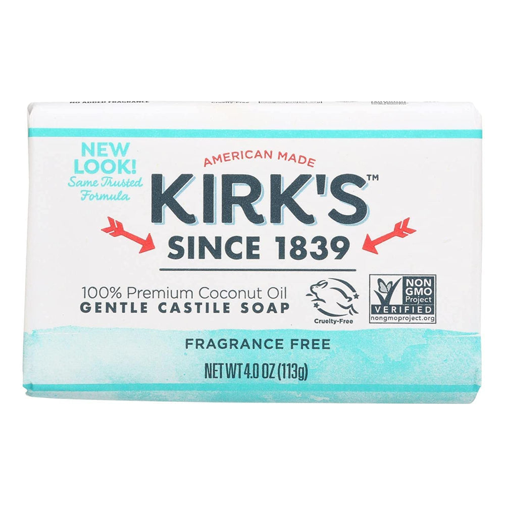 Kirk's Savon Castile Coco Sans Parfum en paquet de 24 barres, soin doux et polyvalent