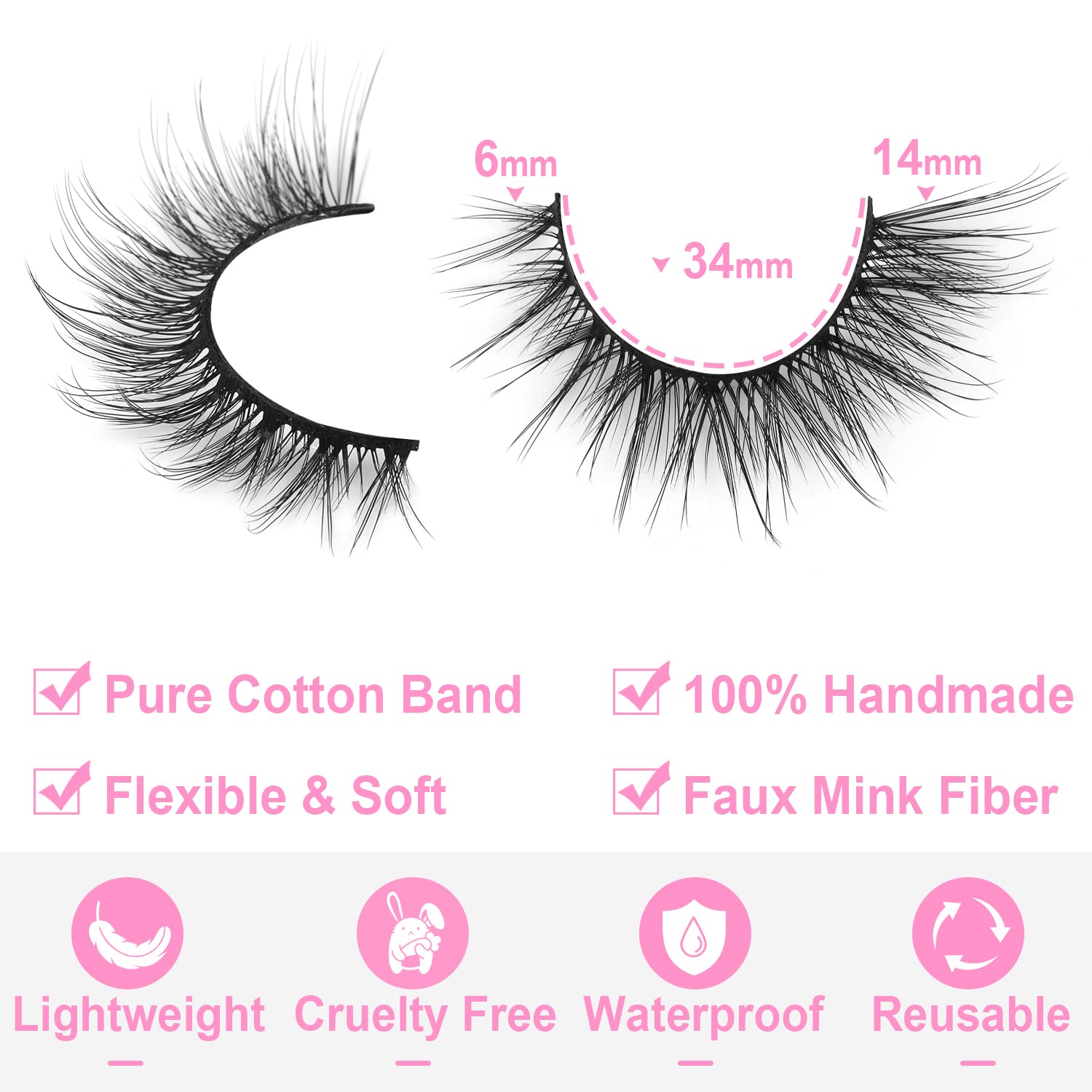 Kiromiro cils imitation pelage naturelle, bande coton doux.
