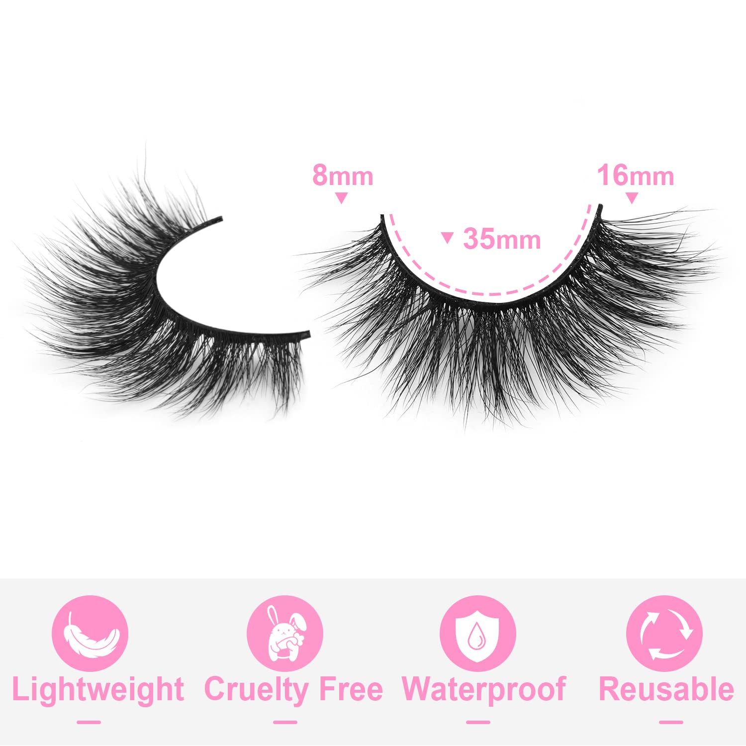 Cils faux mink Kiromiro, fibre durable et plumeuse.