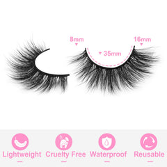 Cils faux mink Kiromiro, fibre durable et plumeuse.