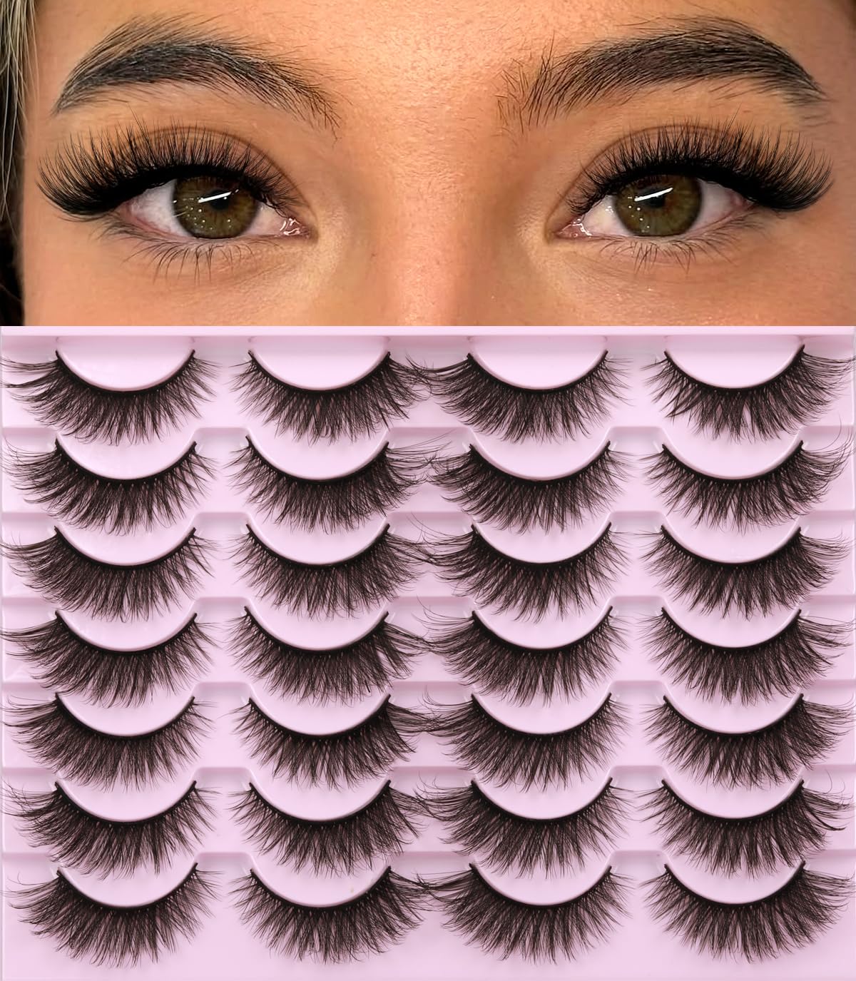 Kiromiro cils faux mink naturel wispy 14 mm pour un regard en forme d'œil de chat réaliste.