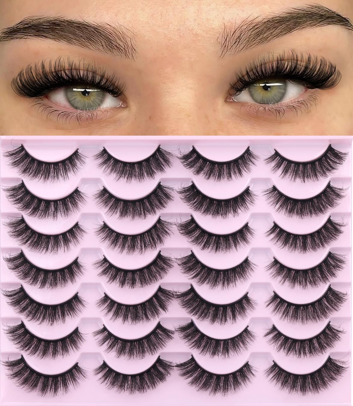 Kiromiro cils imitation vison D-Curl pour elongation naturelle et regard allongé.