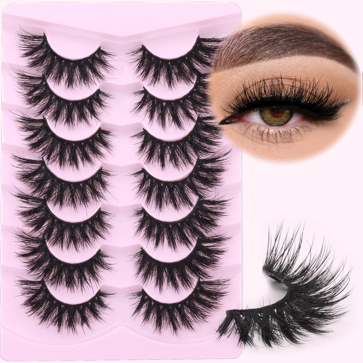 Kiromiro cils plats faux vison pour un regard naturel et volume soutenu.