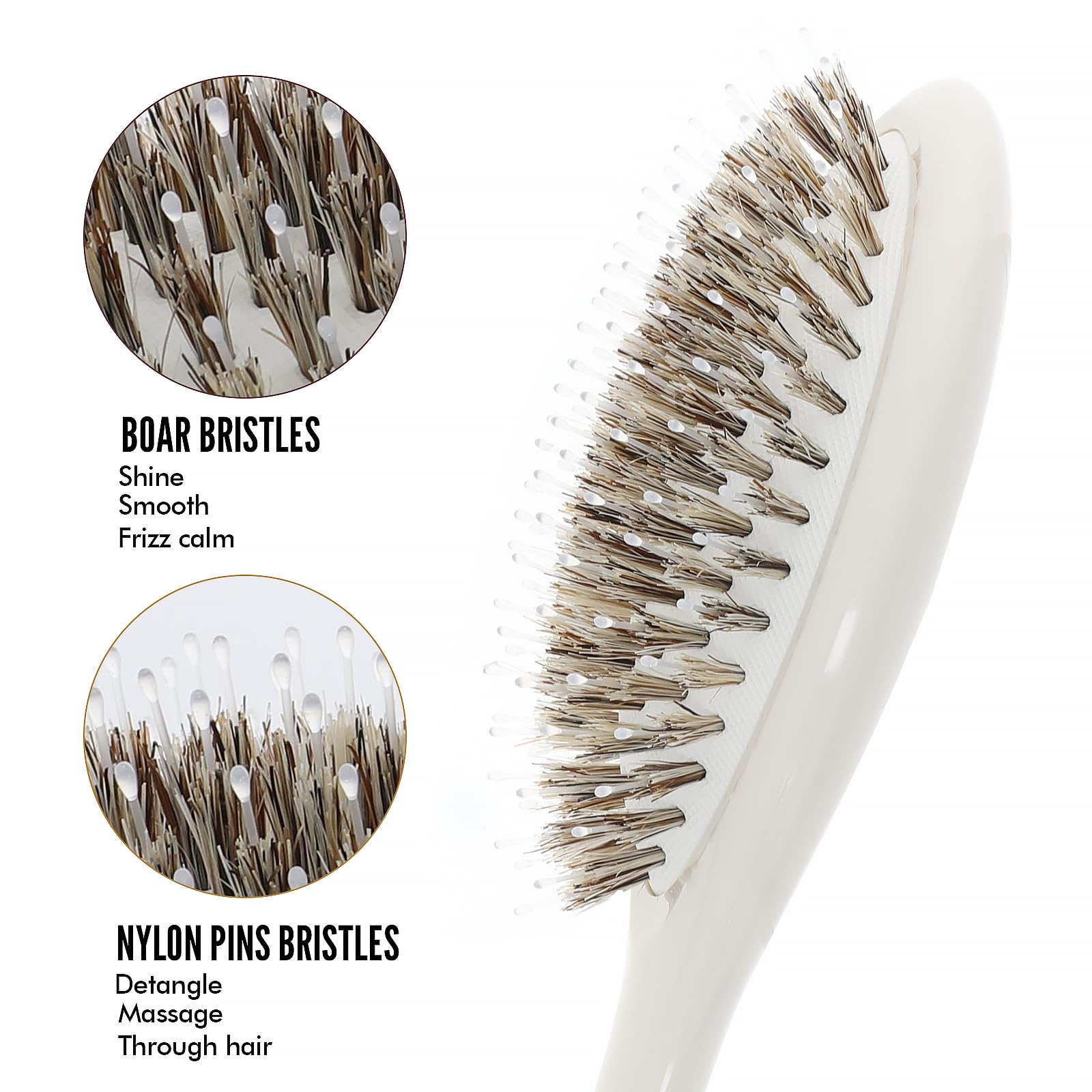 Brosse KISMETICS: poignée ergonomique pour un coiffage confortable.