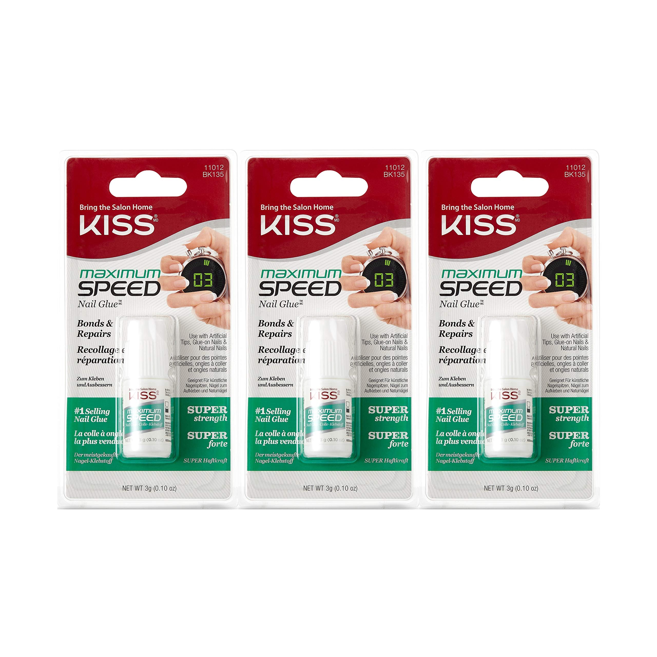 Colle Kiss Vitesse maximale, lot de 3 tubes prêt à l’emploi pour ongles