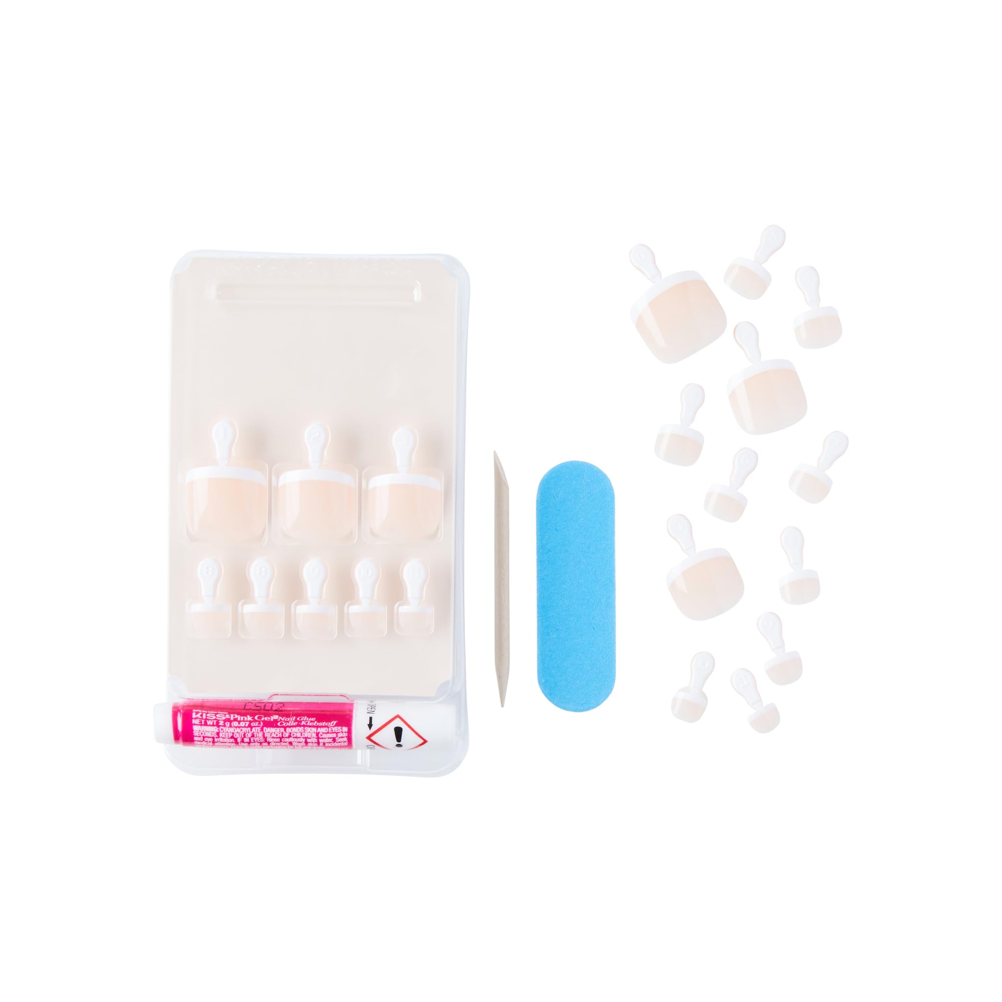 Pédicure française coordonnée avec les ongles Kiss Walk Away.