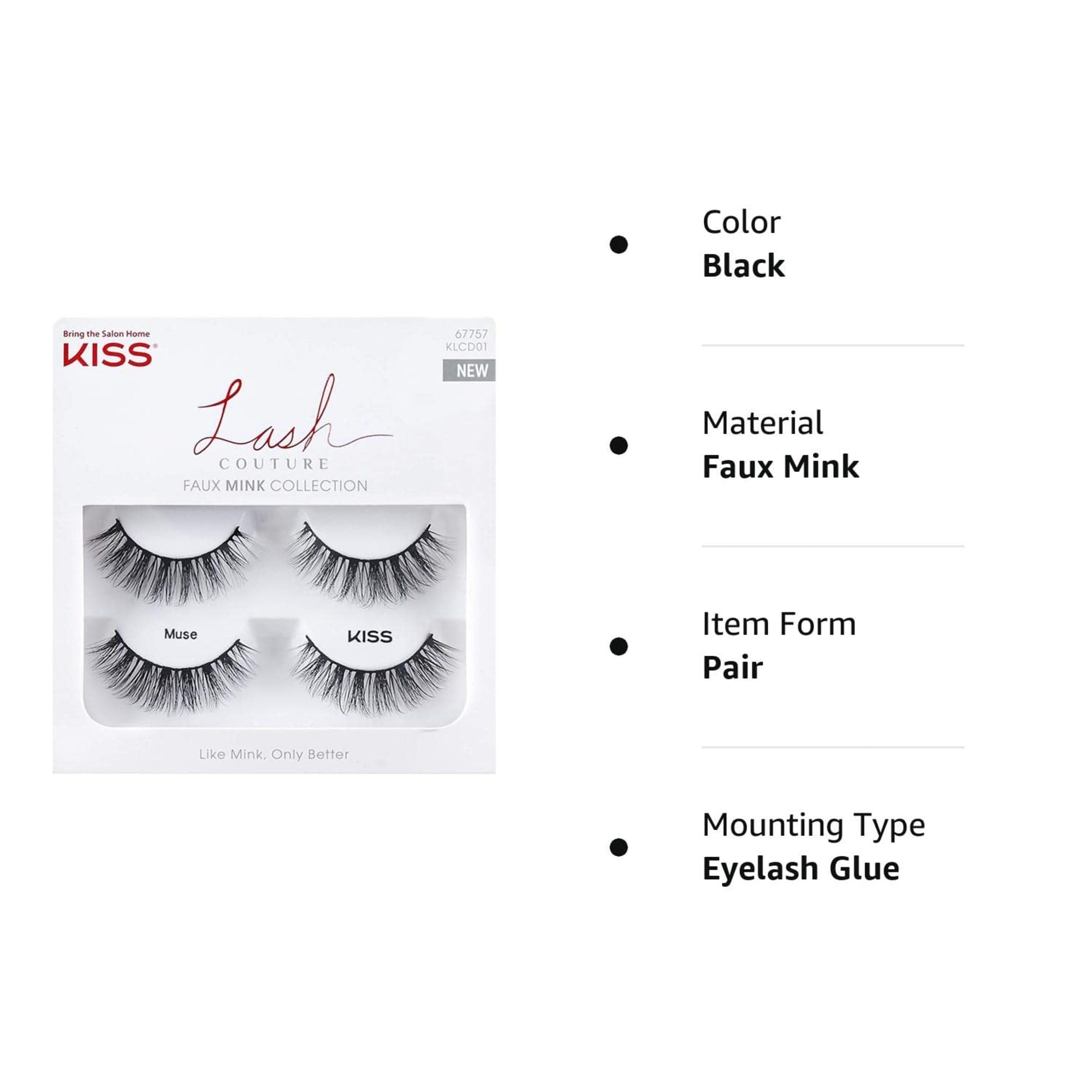 Cils Kiss Muse 14mm, curl longue durée pour un regard ouvert.