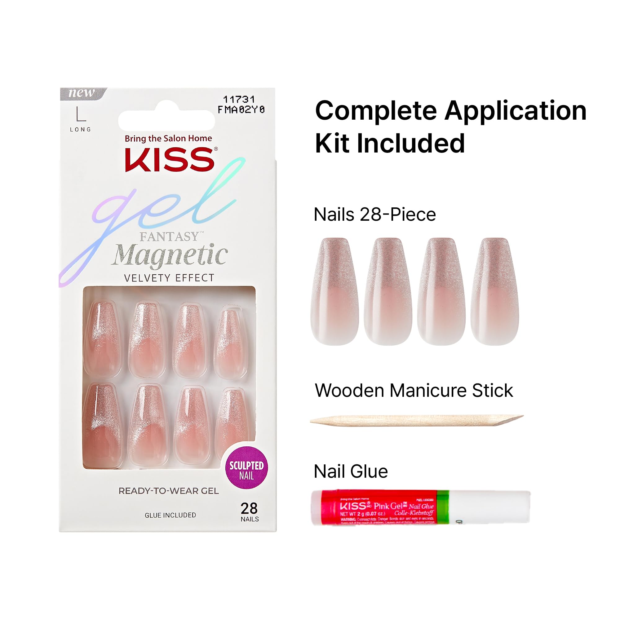 Ongles KISS Gel Fantasy chrome métallique, look moderne et lumineux.