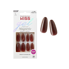 KISS Gel Fantasy: ongles longs amande avec effet oeil-chat magnétique pour un look sophistiqué
