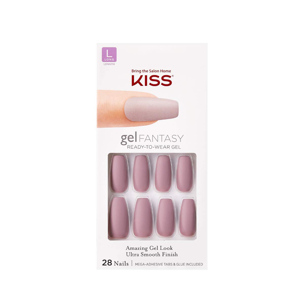 KISS Gel Fantasy: ongles prets-a-porter rose-fonce pour un look gel sans lampe