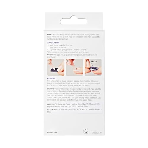 KISS Gel Fantasy Ribbons: design carré-rose pour un look moderne et aiguisé.
