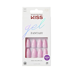 KISS Gel Fantasy rose clair ongles amande, look élégant et durable.