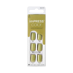 KISS ImPRESS Color Sans Colle Mani sur ongles olive-verte, brillance durable