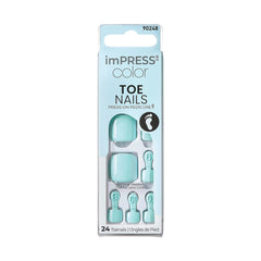 KISS imPRESS Color Toenails, ensemble de 24 ongles colorés avec adhérence durable et sans colle.