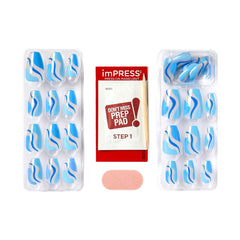 kiss imPRESS kit complet pour ongles press-on bleu dynamique avec tailles variées