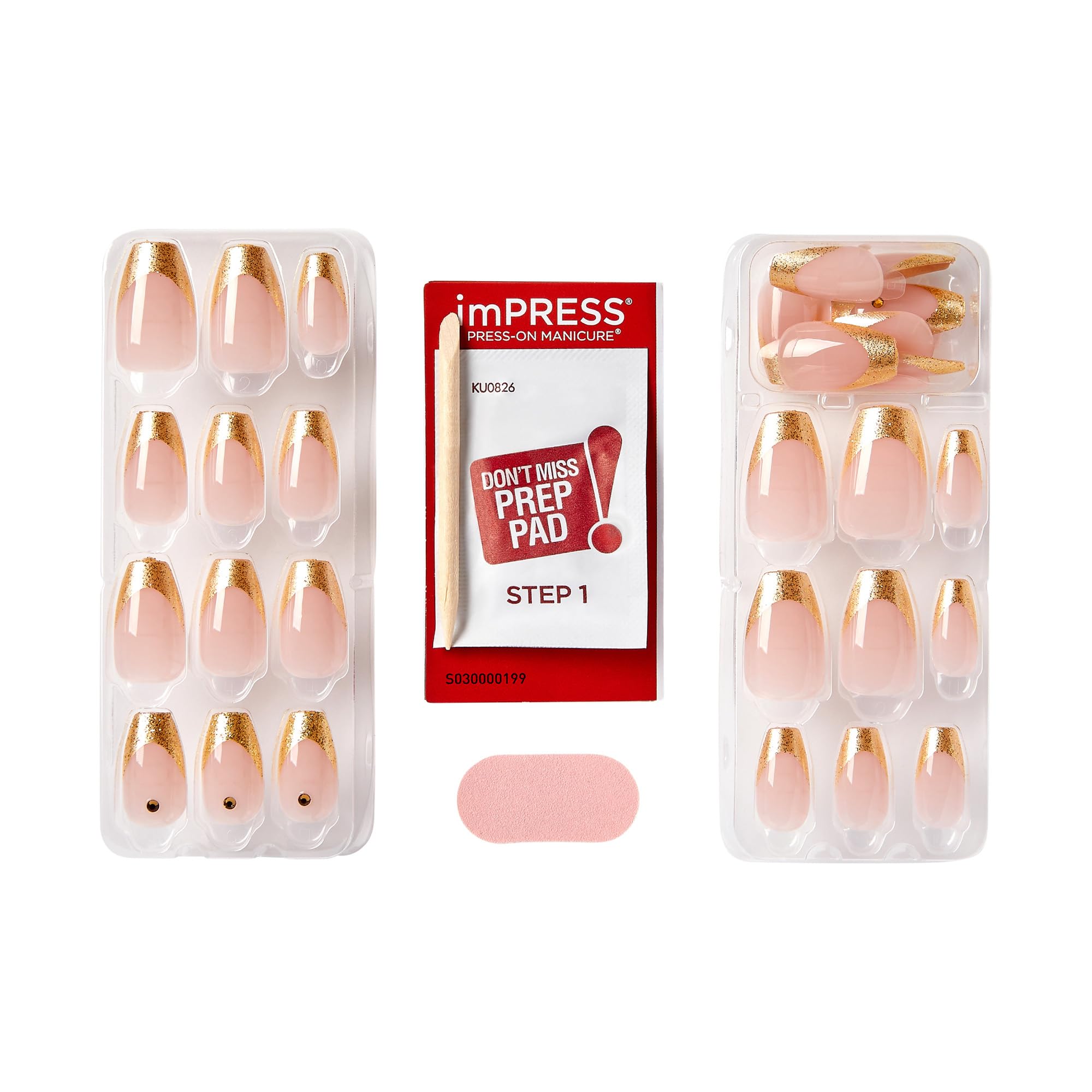 KISS imPRESS No Glue Mani kit complet avec 30 ongles tailles variées
