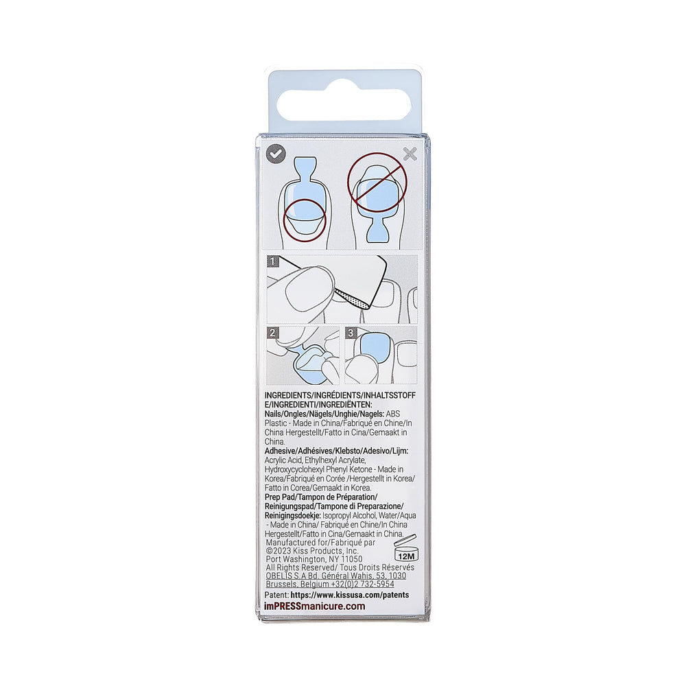 KISS imPRESS No Glue Pedi application rapide: pose uniforme.