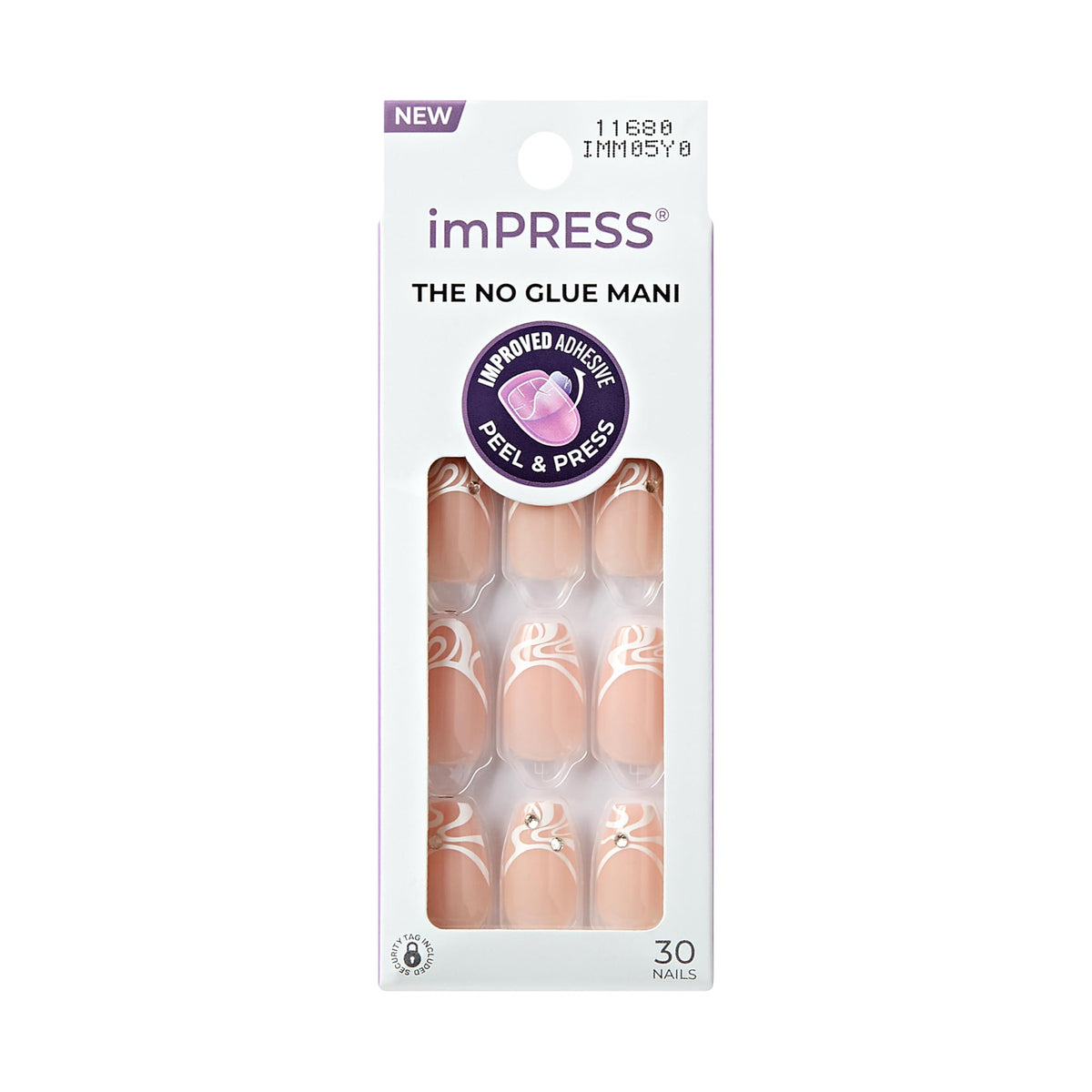 KISS imPRESS sans colle, ensemble de 30 ongles pour pose rapide