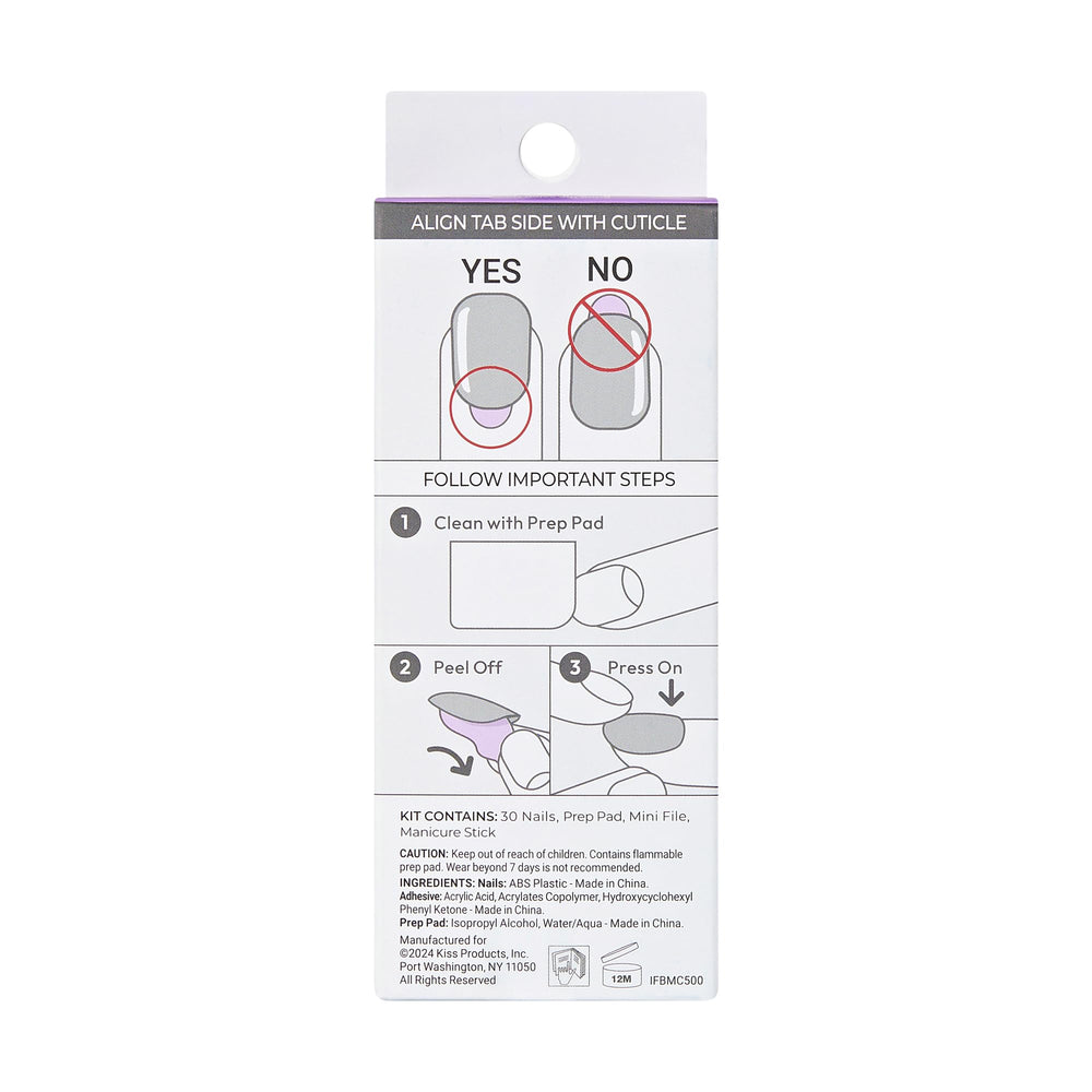 KISS imPRESS tailles variées pour s’adapter à chaque ongle.