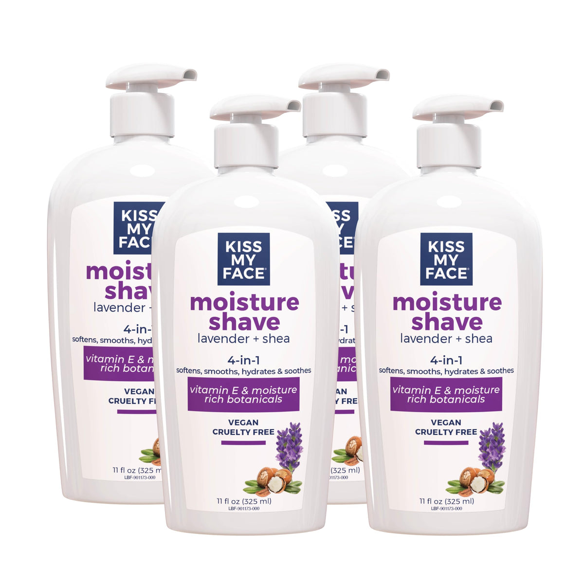 Kiss My Face crème de rasage hydratante lavande et karité sur bouteille 325 ml, effet apaisant.