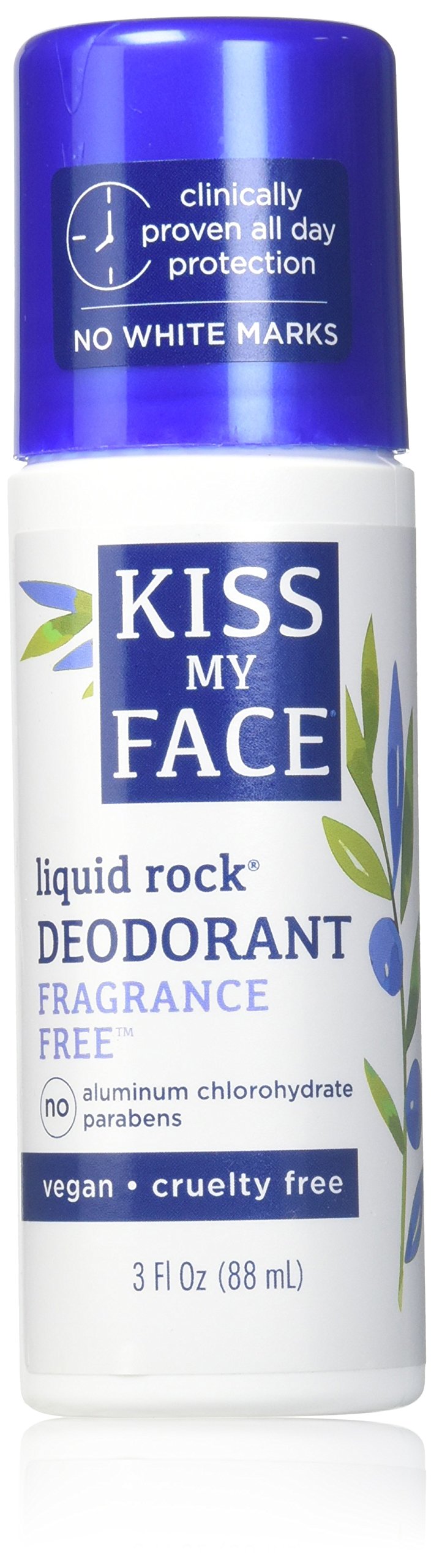 Kiss My Face Déodorant Rock Liquide sans parfum en bouteille, protection durable contre les odeurs.