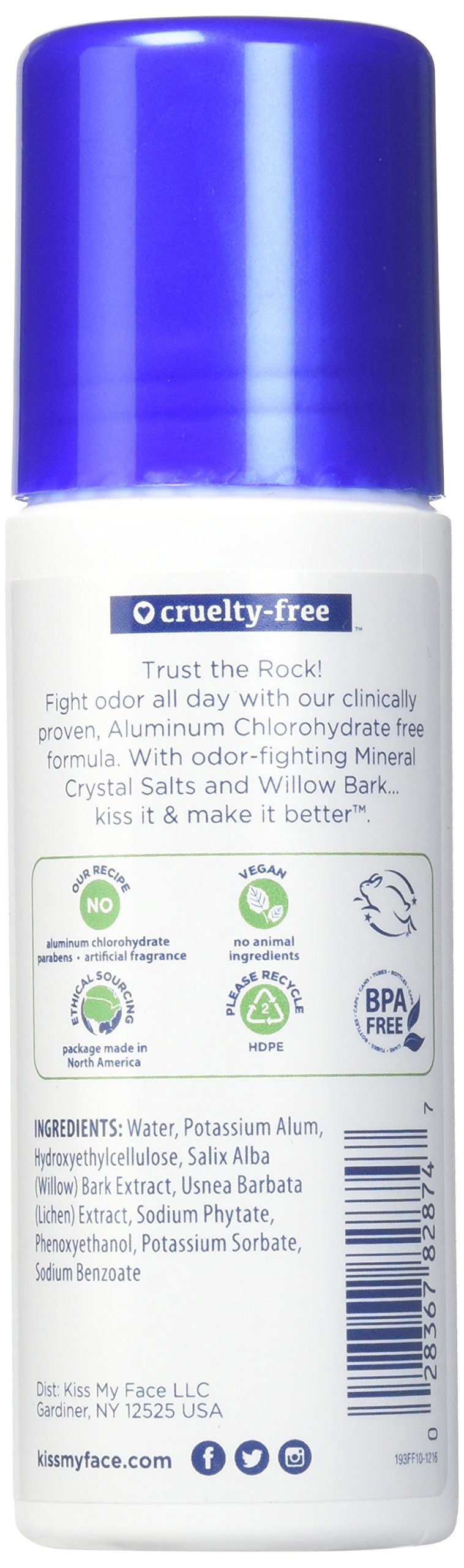 Kiss My Face Déodorant Rock Liquide sans parfum, emballage pratique et compact pour le quotidien.