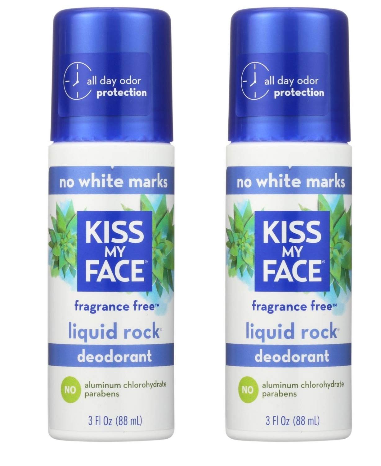 Kiss My Face Déodorant roll-on sans parfum, bouteille prête pour une journée sans odeur.