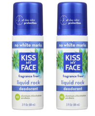 Kiss My Face Déodorant roll-on sans parfum, bouteille prête pour une journée sans odeur.