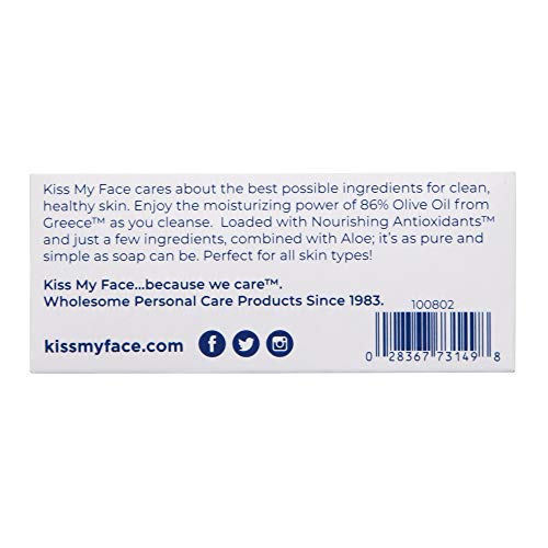 Emballage sans cruauté et recyclable Kiss My Face Savon Olive Aloe.